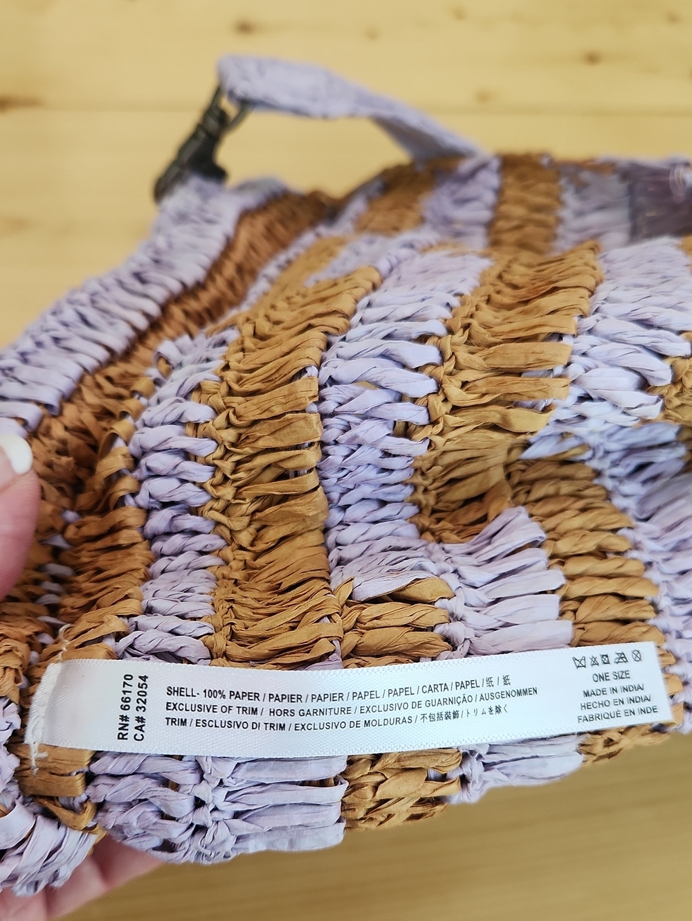 Free People Brunch Date Woven Straw Convertible Crossbody Clutch Bag Purple Tan - Picture 9 of 17